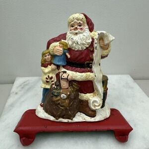Vintage Cast Iron Christmas Stocking Hanger Double Hook Santa Claus Toys